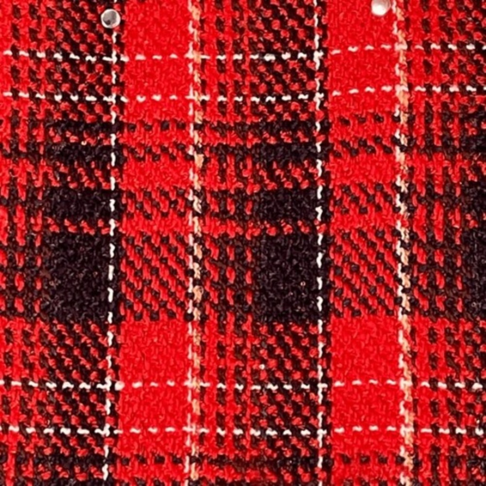 Core Life Lord & Taylor Double Sided Tartan Plaid Pocket Tote Red Black Tweed Kn - Picture 5 of 7
